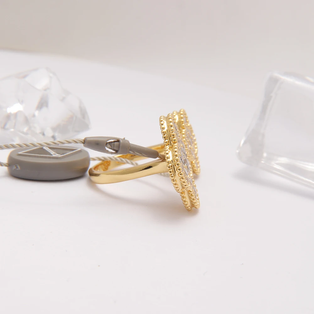 Кольцо из стерлингового серебра 925 пробы VC&ampA Two 4 Clover Full Star с цирконом ювелирные