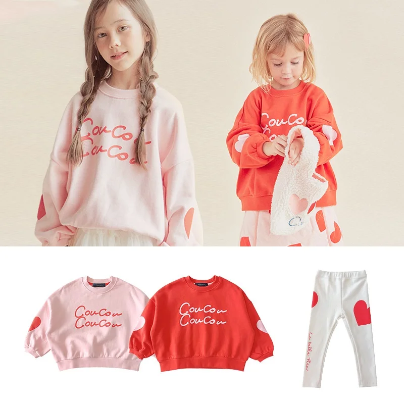 

Girls Sweatshirt 2021 Fall New Children's Hoodie Love Girls Jacket Girls Tight Pants Sweatpants Girls Jacket Children's Clothing