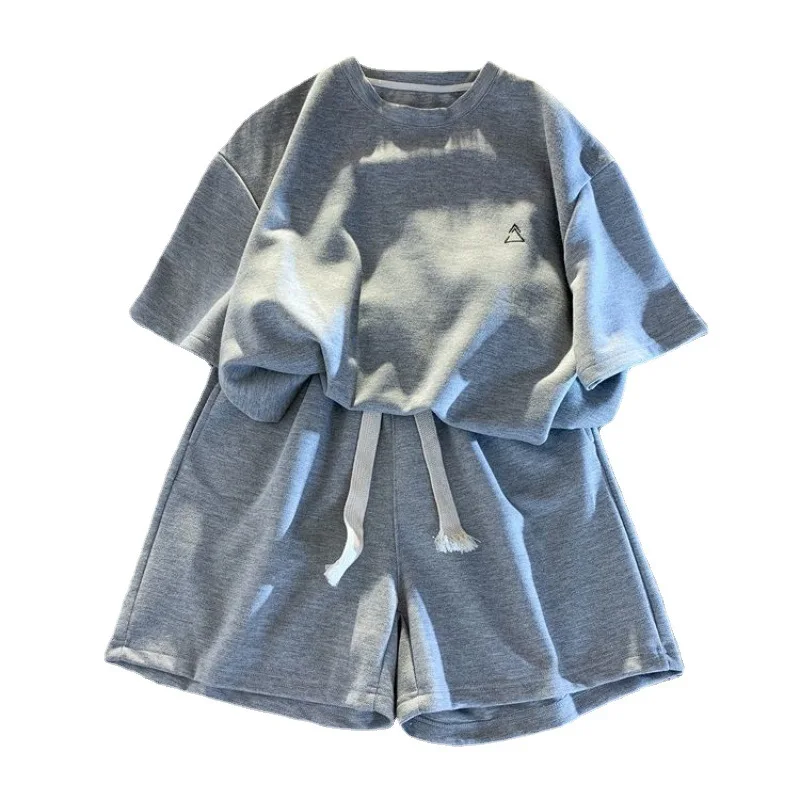 Casual two-piece pajamas women's new Korean style short-sleeved loose all-match shorts sports trendy home clothes