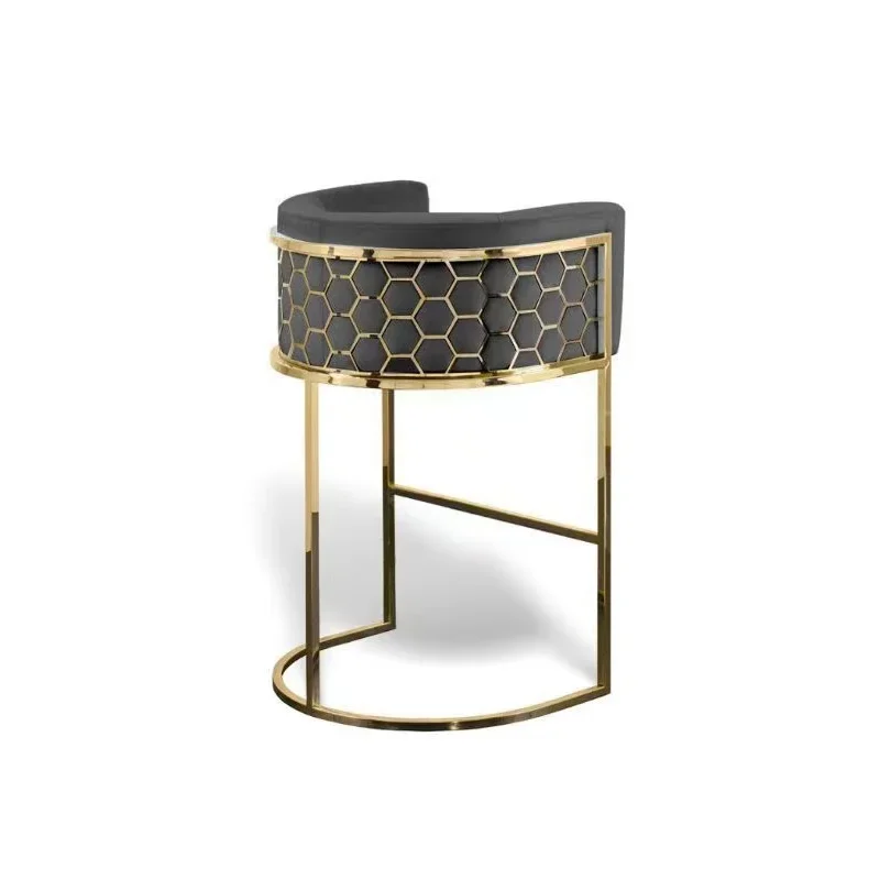 Барный стул высотой со спинкой Современный барный с полированными ножками из