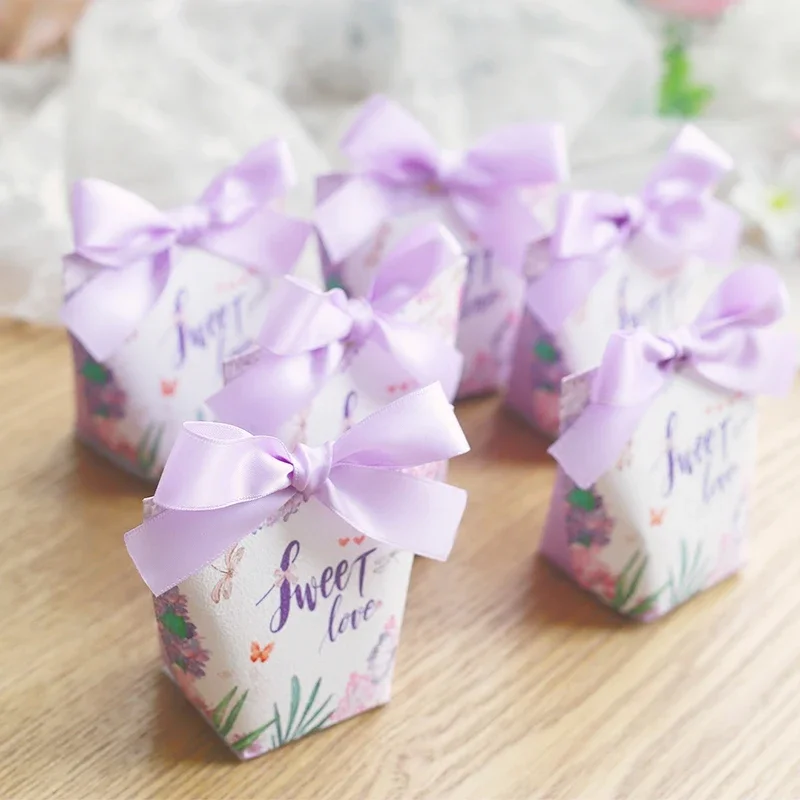 50 шт. новые коробки для конфет с лавандовым фиолетовым цветком Sweet Love Ferrero