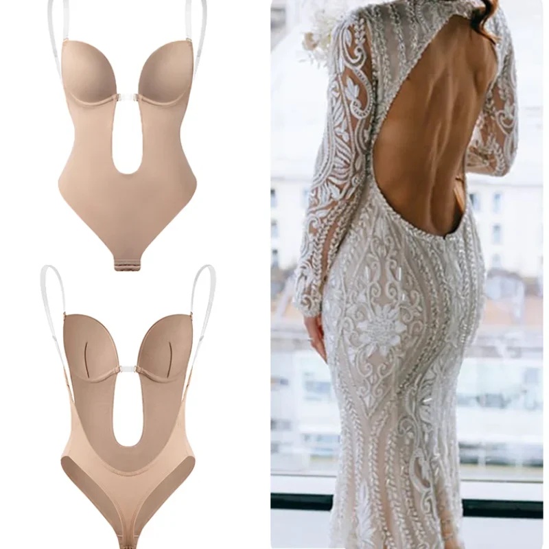 

Corset Women Full Body Shaper Backless Wedding Party Dress Sexy Thong Leotard Deep V-Neck Shapewear Underwear Slimming Bodysuit