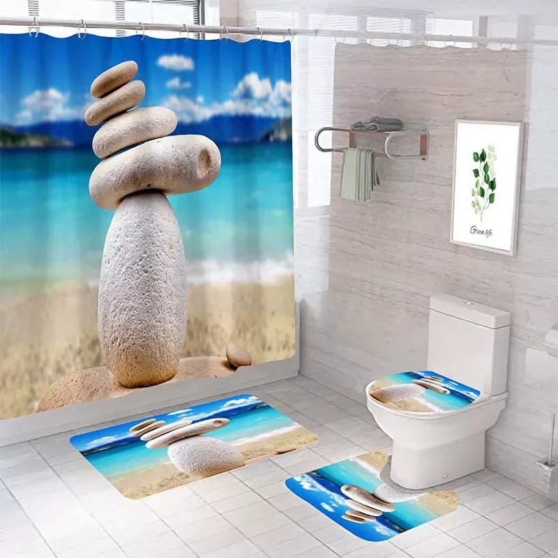 Занавеска для душа из 100% полиэстера с принтом бамбука |