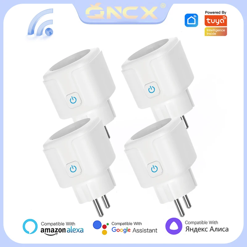 

QNCX 4PCS 16A Tuya WIFI Plug Smart Wireless Timer Sockets Voice Control Works With SmartLife Alexa Google Home Alice Yandex