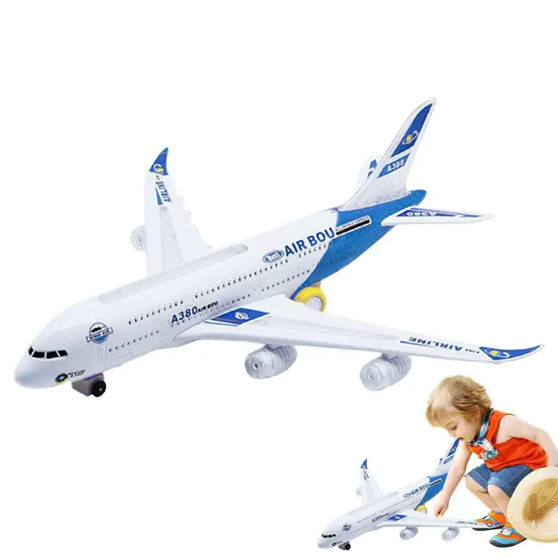 

Kids Flying Airplane Toy A380 Airplane Toys With LED Flashing Lights Music Battery Operated For Kids Boys Girls Toddler Travel 3