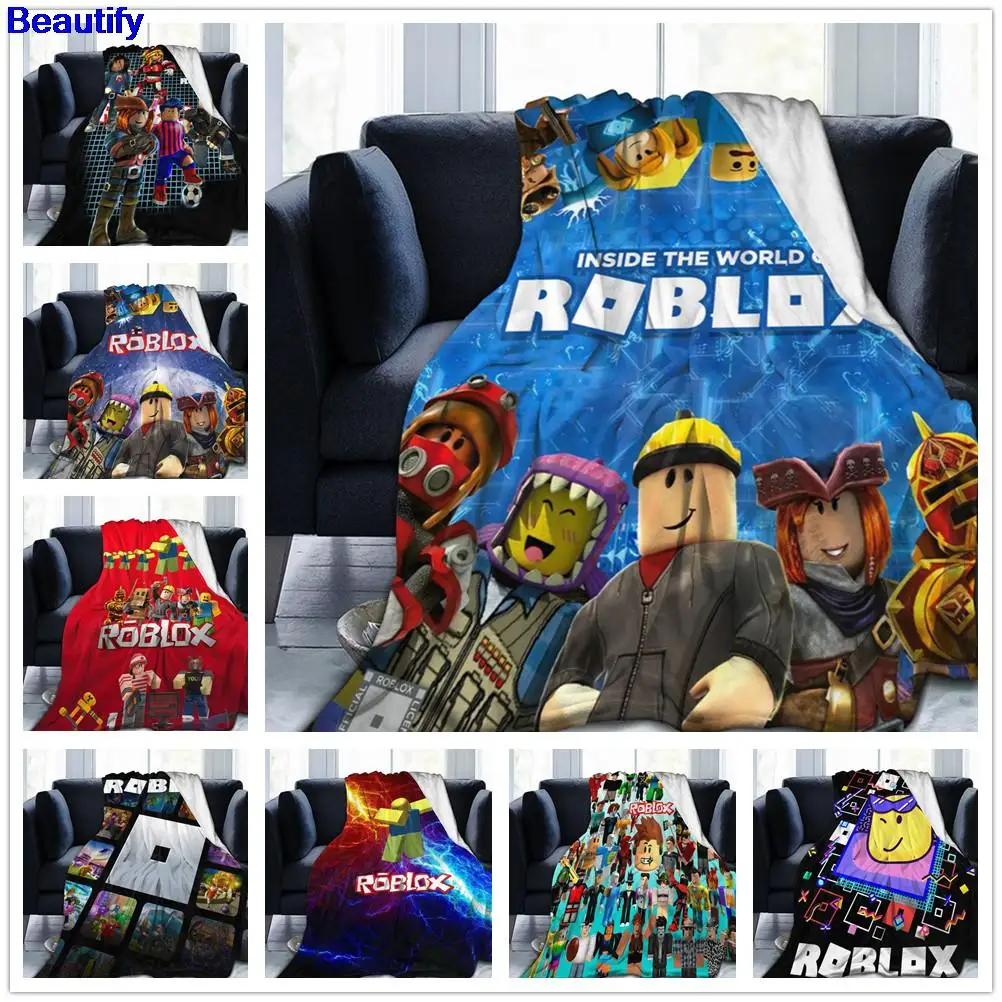 Beautify Robloxes 3D Printed Blanket Bed Throw Soft Cartoon Bedspread Sheets Ultra-Soft Warm Picnic Blanket Bed