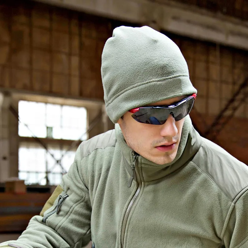 

Новая Осенняя однотонная Шапка-бини, тактические ветрозащитные теплые шапки для взрослых для улицы, для защиты ушей, Мужская Флисовая шапка