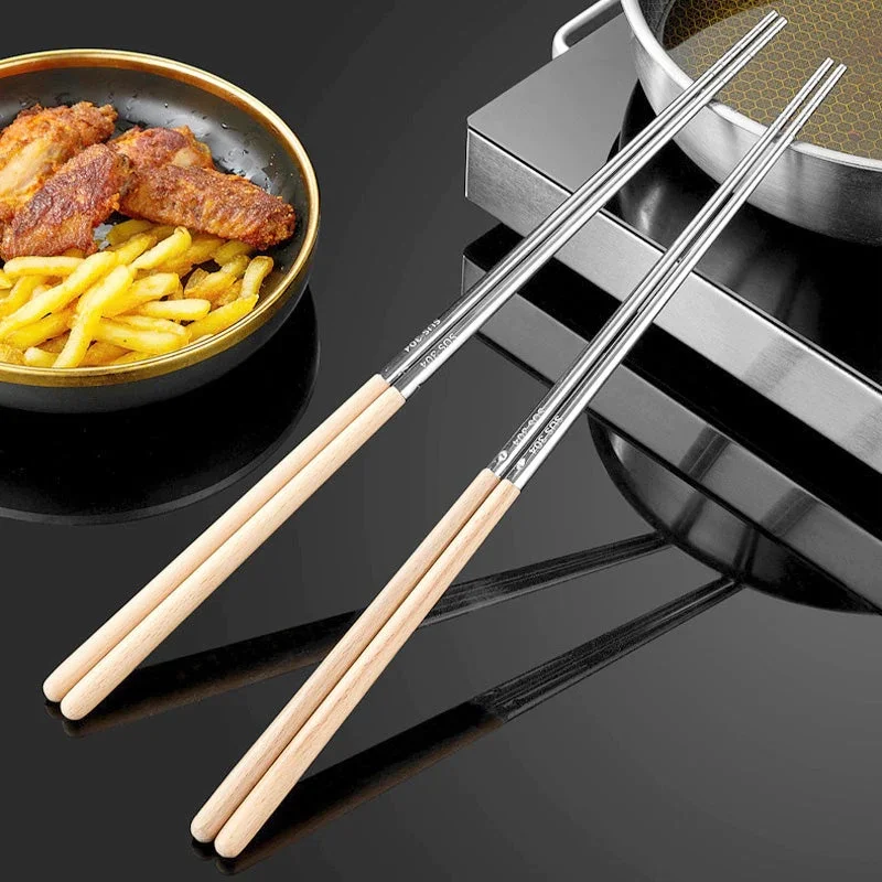 

Stainless Steel Cooking Chopsticks Extra Long Frying Chopsticks Anti-scalding Hot Pot High Temperature Chopsticks Kitchen Tool