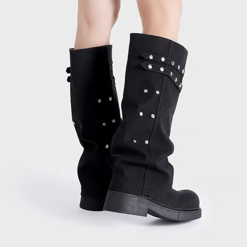 Женские сапоги без застежек размер 35 - 43 цвет черный/коричневый