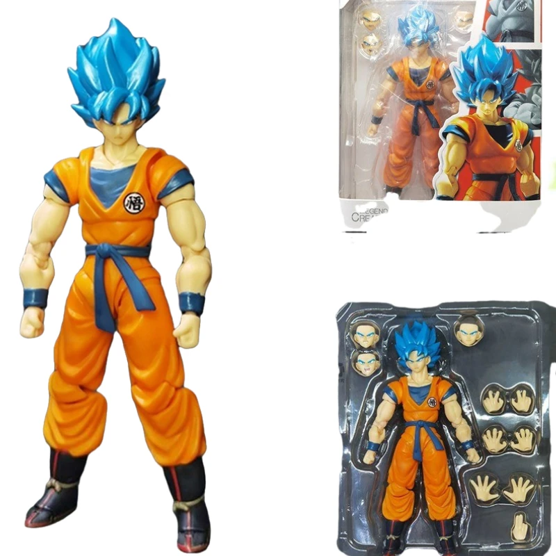 

Action figure Dragon Ball Z super blue Monkey King movable blue hair Super Saiyan God SS collection hand model boxed ornaments