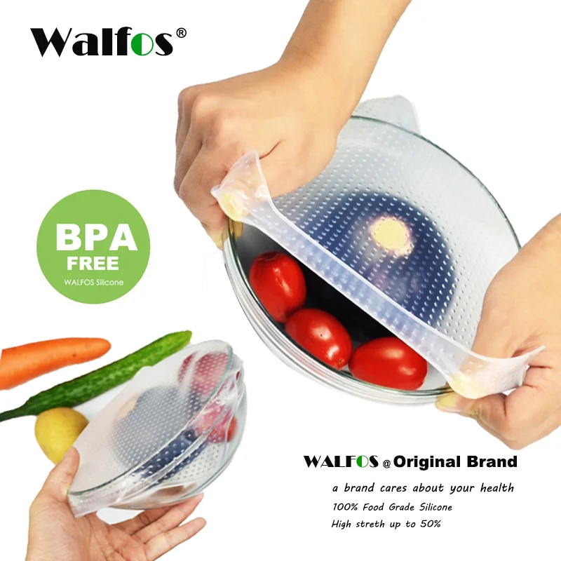 

WALFOS 1 шт. пищевая сохраняющая свежесть пищевых продуктов многоразовая высокоэластичная силиконовая пищевая оберточная s-образная оболочка ...