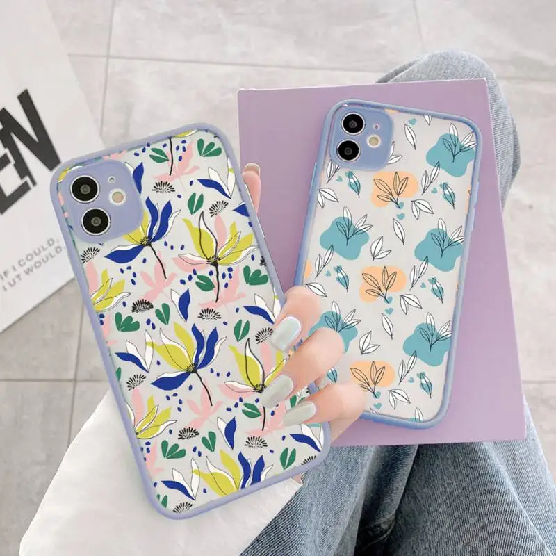 

Flower Bud pattern Phone Case matte transparent For iphone 14 11 12 13 plus mini x xs xr pro max cover