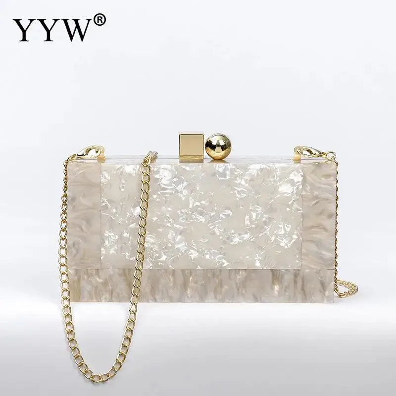

Marbling White Acrylic Purse Box Clutch Luxury Handbags Women Bgas Designer Messenger Beach Travel Summer Acrylic Hand Bags