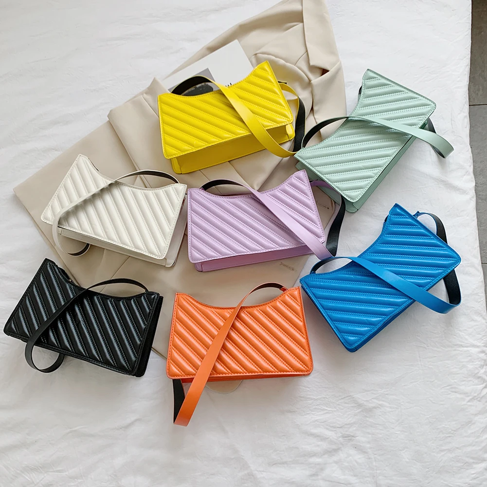 

Casual Women PU Zipper Underarm Bags Small Solid Color Embroidery Shoulder Bags Female Hobos Shape Armpit Bags