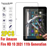 2pcs tablet tempered glass screen protector cover for amazon fire hd 10 2021 11th generation full coverage screen
