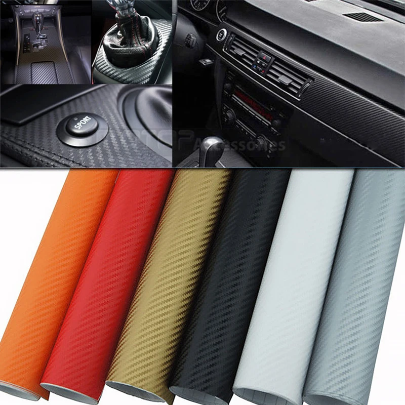 150 см серебряная 3D углеродное волокно автомобильная пленка виниловое покрытие