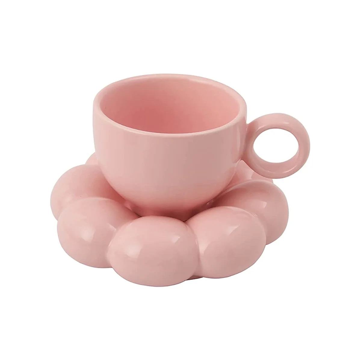 

Женский набор с милой кружкой и блюдцем, керамическая кофейная чашка с подсолнухом и блюдцем, латте, чашки 6,7 унции, розовый цвет