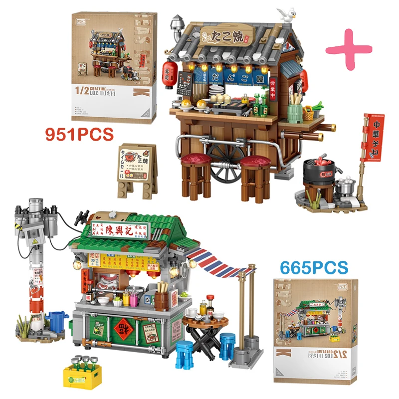 

Loz Mini Japanese Takoyaki Street View Building Blocks Hong Kong Style Food Stall Food Store House Brick For Children Xmas Gifts