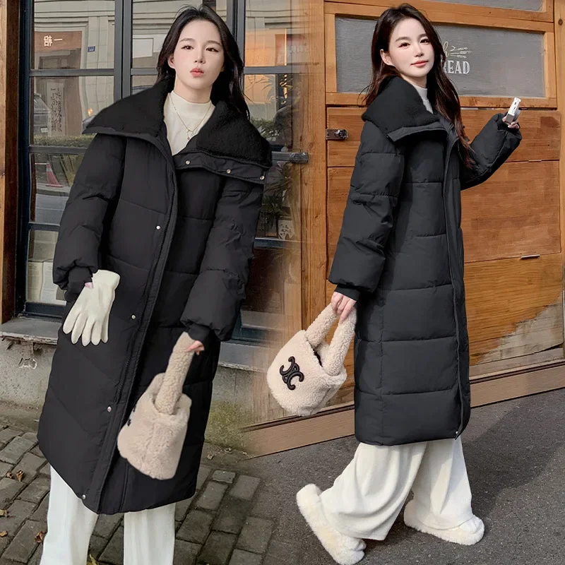 Женская Стеганая куртка средней длины Корейская зимняя утепленная из овечьей