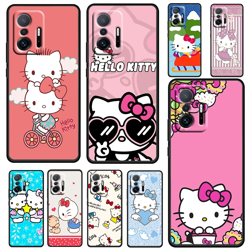 

Cartoon Cat Hello Kitty For Xiaomi Mi 12 12X 11 11T 10T 10S Ultra Pro Lite 5G Soft Silicone Black Phone Case Fundas Coque Cover