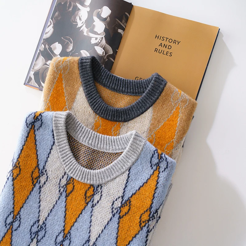 Новинка Осень-Зима 100% чистый кашемировый свитер мужской свободный цветной