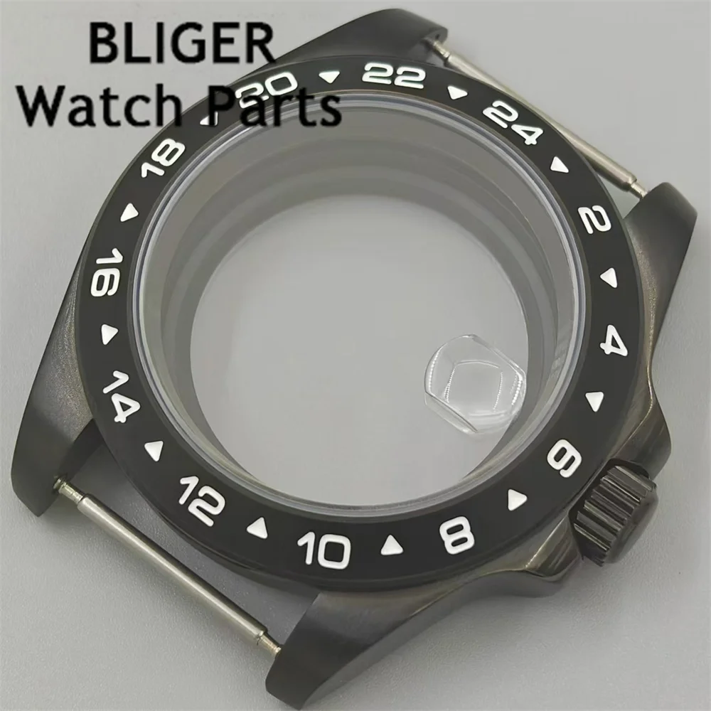 BLIGER 40 мм черный корпус для часов с PVD-покрытием сапфировое стекло фиксированный