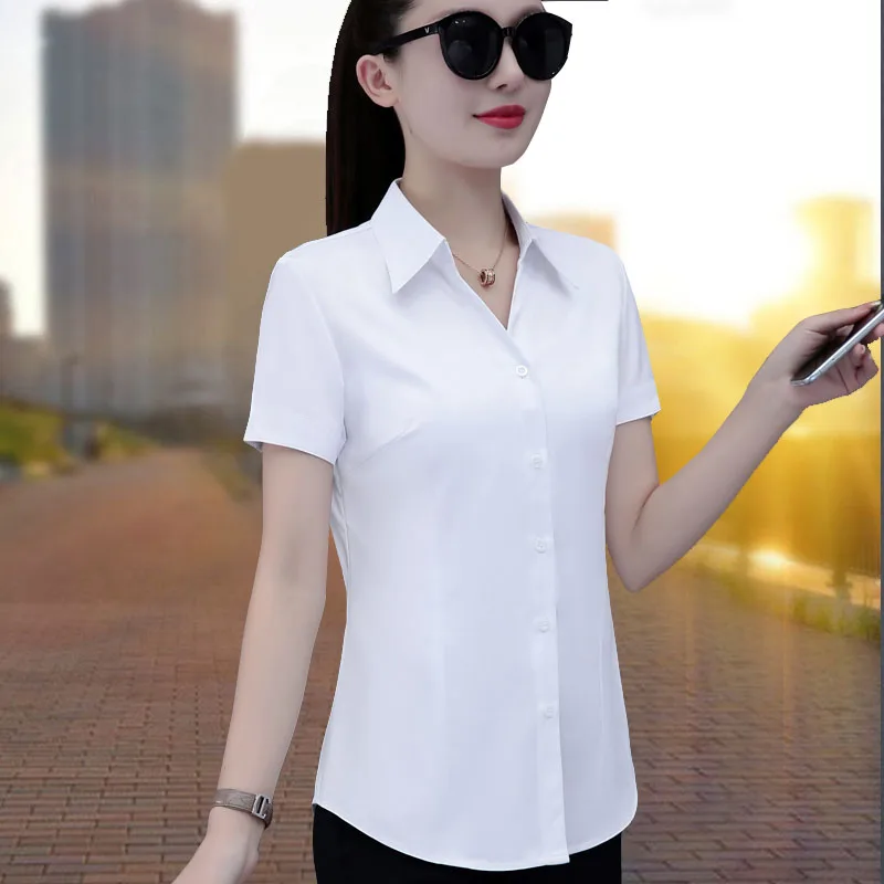 Рубашки с короткими рукавами женские рубашки v-образным вырезом новинка 2024