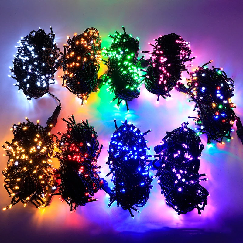 

20M Christmas Lights Connectable String Light Waterfall Outdoor Decoration Black Line Fairy Led Lights 220v Garden Party Holiday