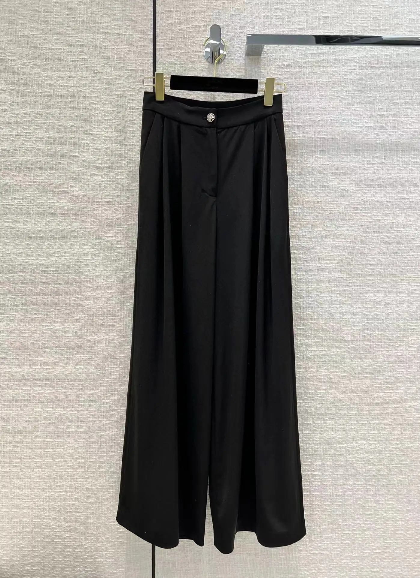 High Quality Women's Top Pants Fashion Runway Casual Long Black Wide Leg Pants Spring Summer 2022 New Design