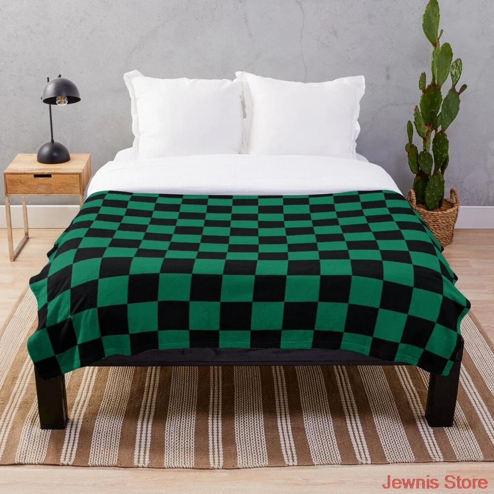 

Demon Slayer Tanjirou pattern Blanket Snowflake Wool Blanket Coral Fleece Bedspread Blankets Portable Blanket