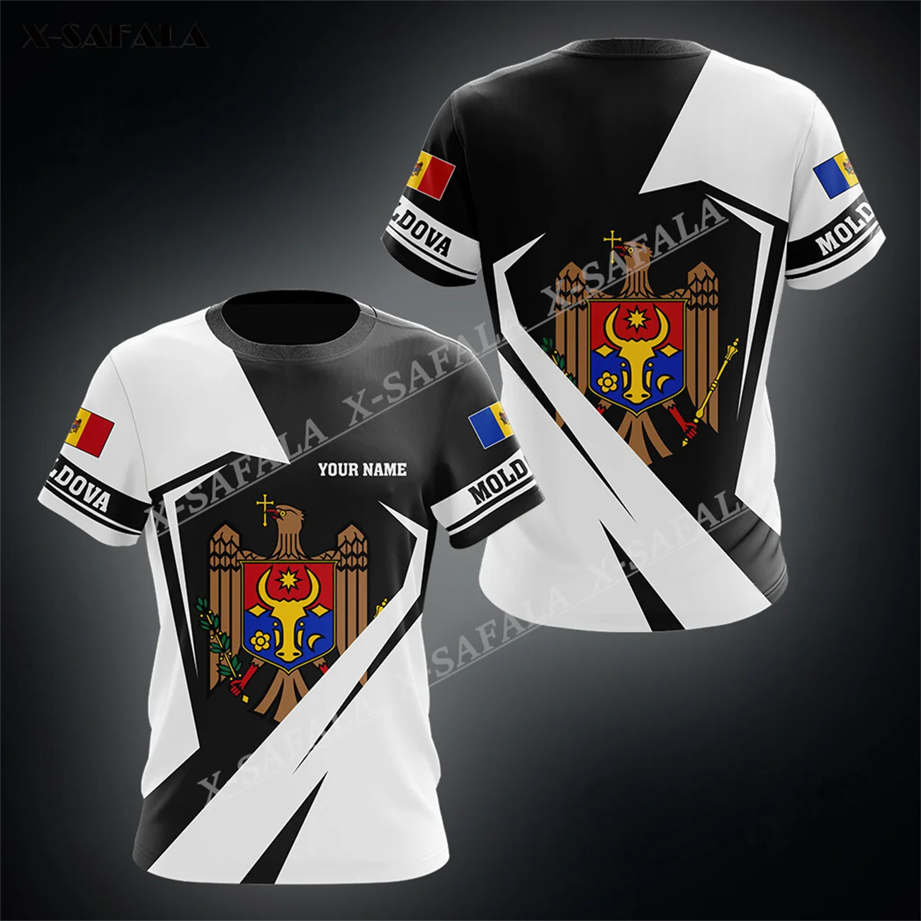 CUSTOM Name MOLDOVA Eagle  Flag 3D Print Men T-Shirts Tops Tees Short Sleeve Casual High Quality Milk Fiber Round Neck