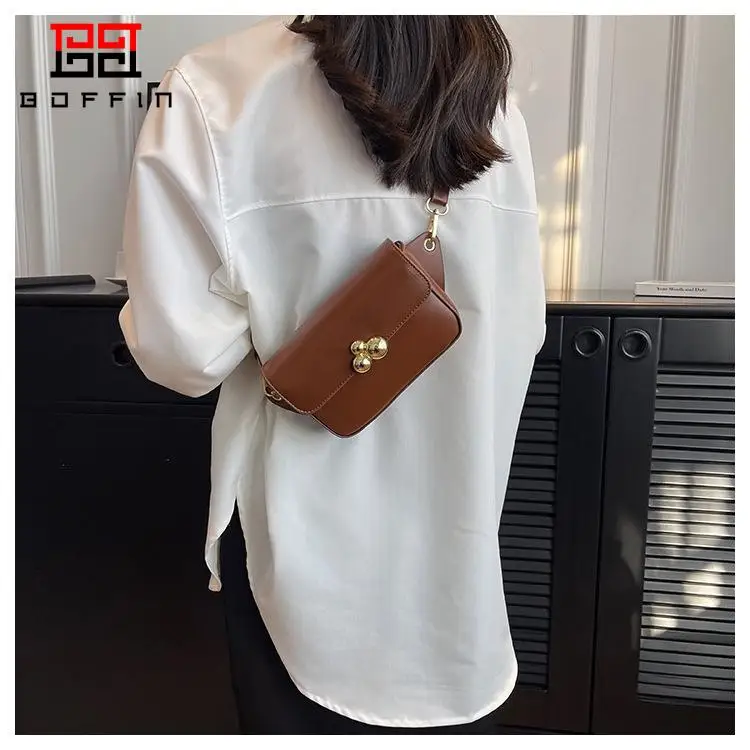 Boffin High-End Brand Fashionable Women's Bags Textured Crossbody Bag High Quality Solid Color Handbags Summer Trend Pu Bag