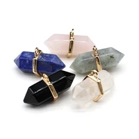 natural stone pendants hexagonal shape crystal agate stone charms for jewelry making necklace bracelet earrings