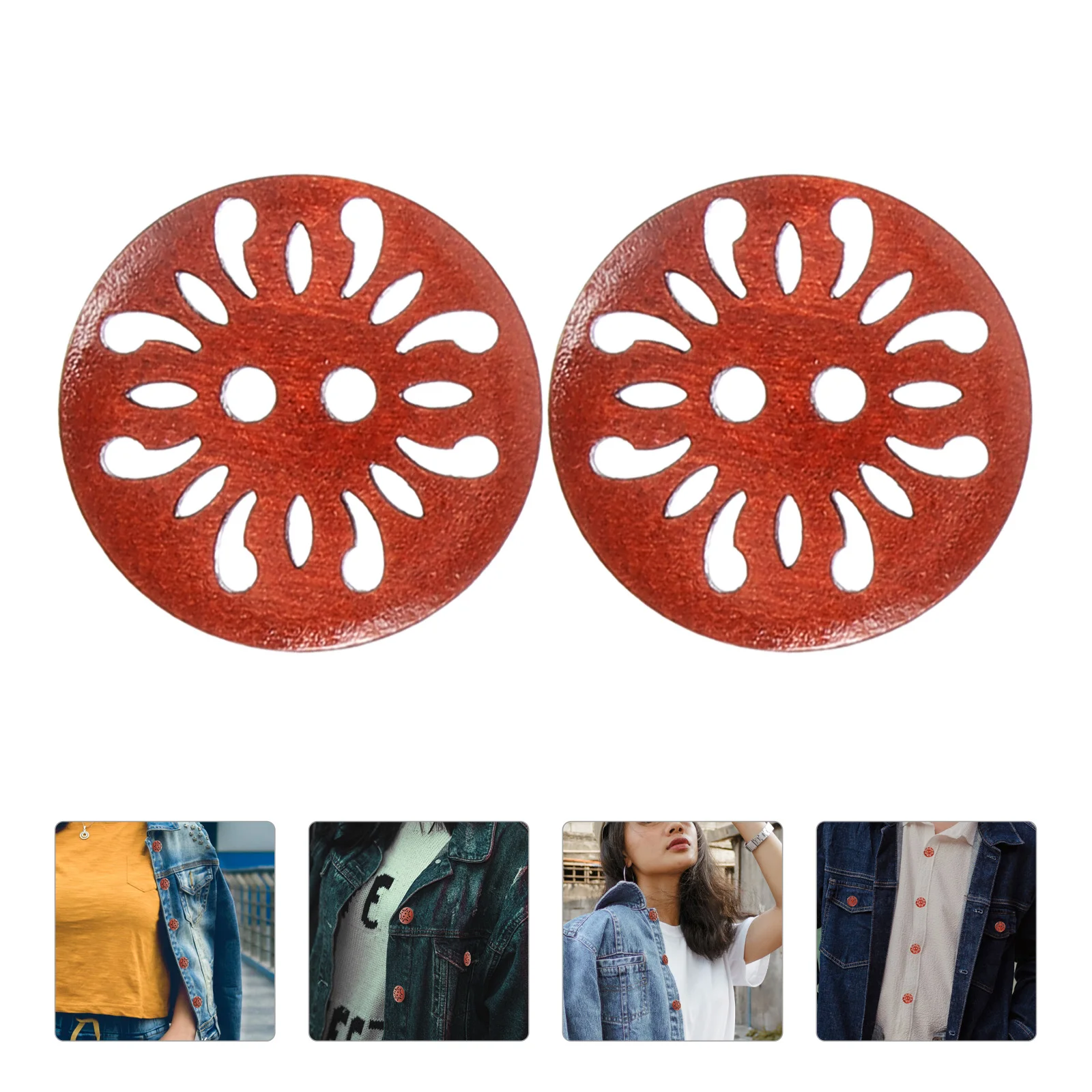 

50 Pcs Buttons Wood Decorative Vintage Wooden Clothing Flower Craft Sewing Sweater Supplies
