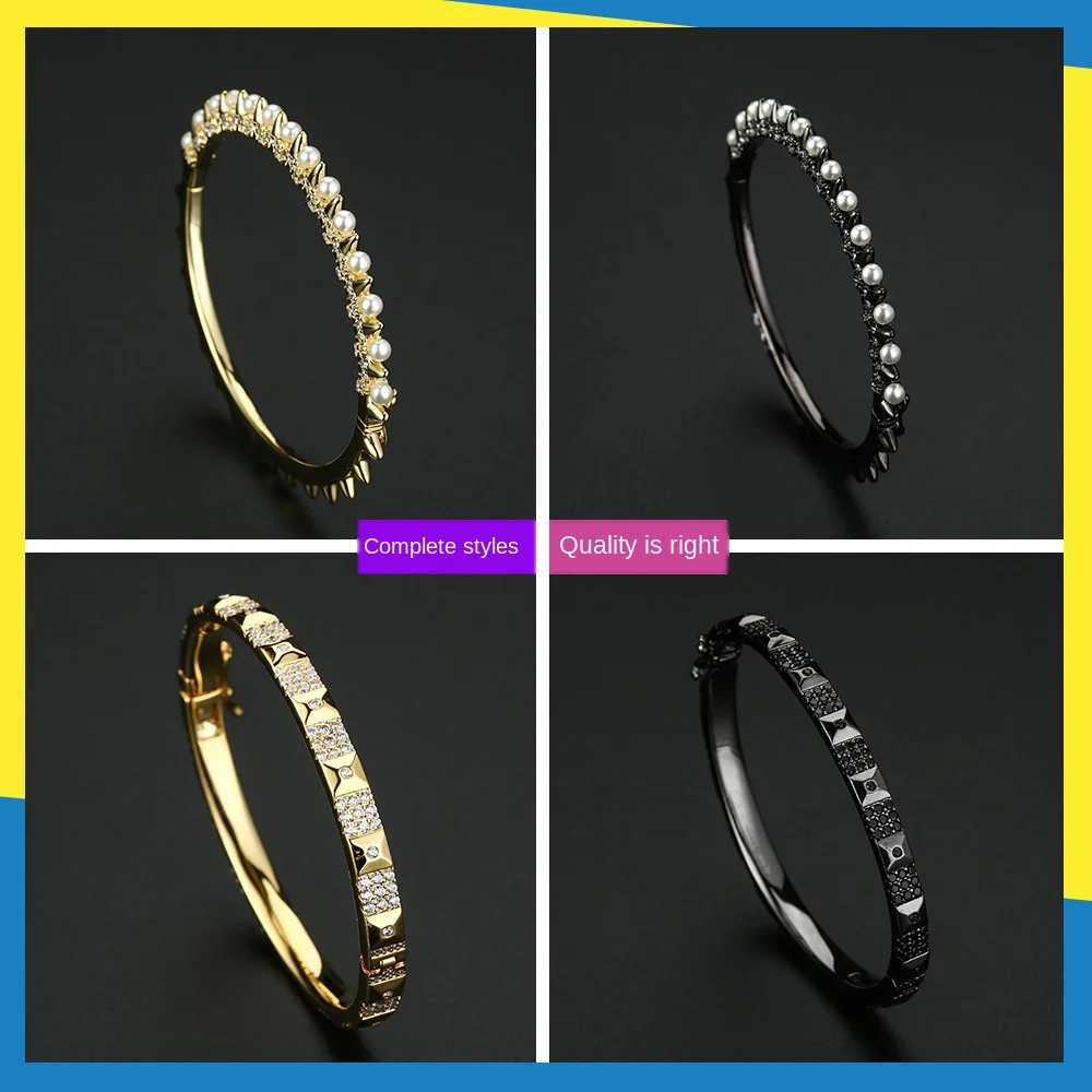 

Новый Круглый браслет с морским жемчугом и бриллиантами, женский простой темпераментный трендовый браслет, ювелирные изделия в Европе и Ам...