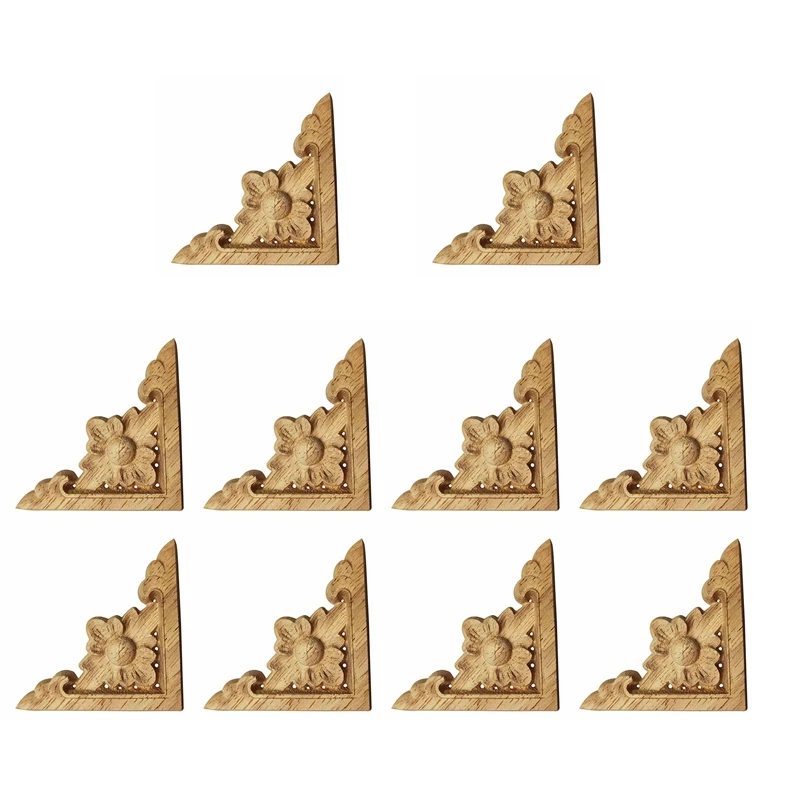 

10 шт. резная Неокрашенная европейская деревянная мебель, угловая деревянная аппликация, деревянная фотоаппликация