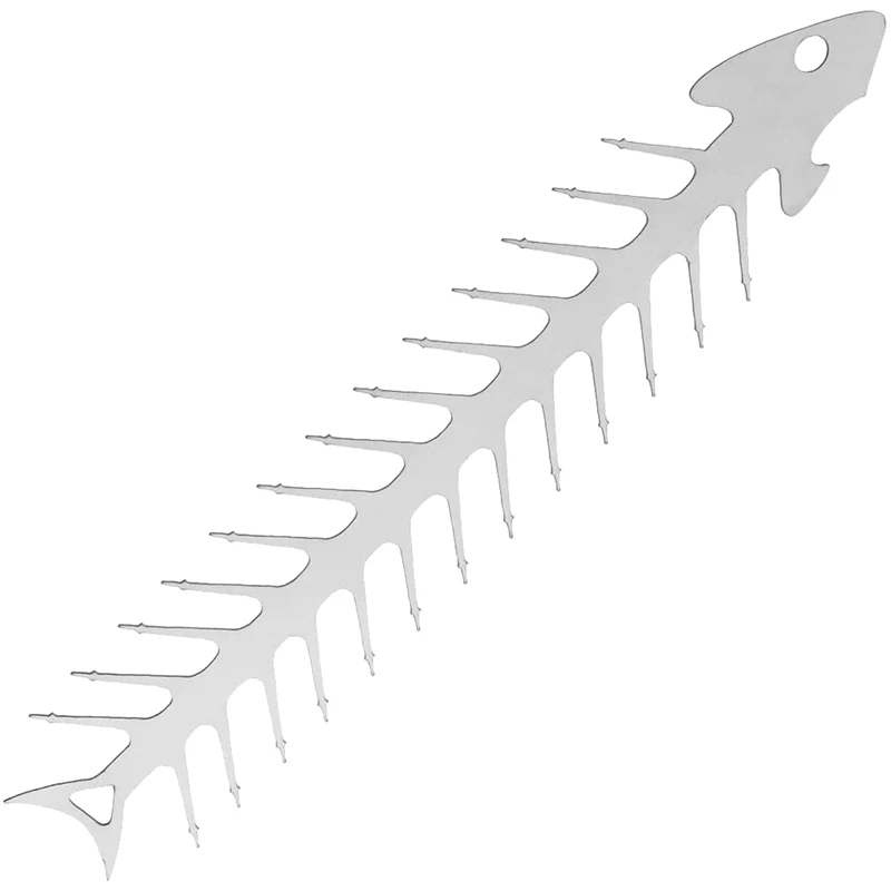 

11.8 Inch Stainless Steel Barbecue Stick Reusable Fish Bone Shape Outdoor Campfire BBQ Tool