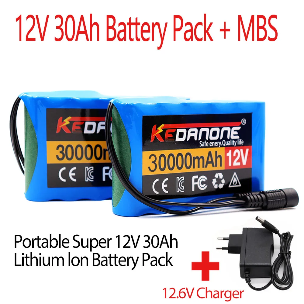 

NEW Portable Super 12V 30000mah Battery Rechargeable Lithium Ion Battery Pack Capacity DC 12.6v 30Ah CCTV Cam Monitor + Charger