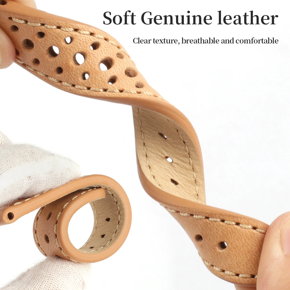 Vintage Genuine Leather Men Watch Band 18mm 19mm Breathable Porous Cowhide Watch Strap Replacement Belt for DW Watch Braceleten