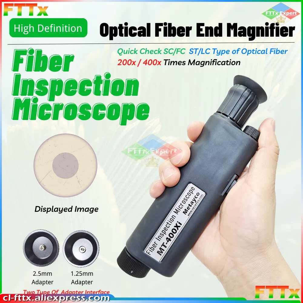 2023 New Fiber Optic Inspection Optical Microscope MT-400Xi/200Xi/400X/200X 1.25 & 2.5mm Adapters Handheld