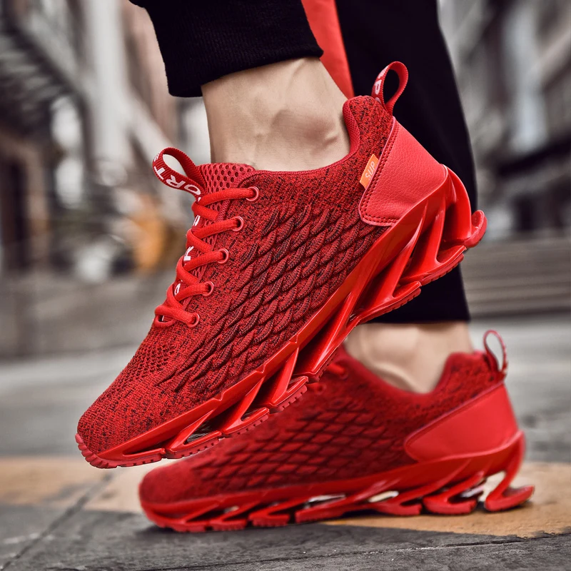 Fashion Red Running Shoes for Men Women Knit Sneakers Breathable Jogging Men Sport Shoes Comfortable Athletic Training Footwear