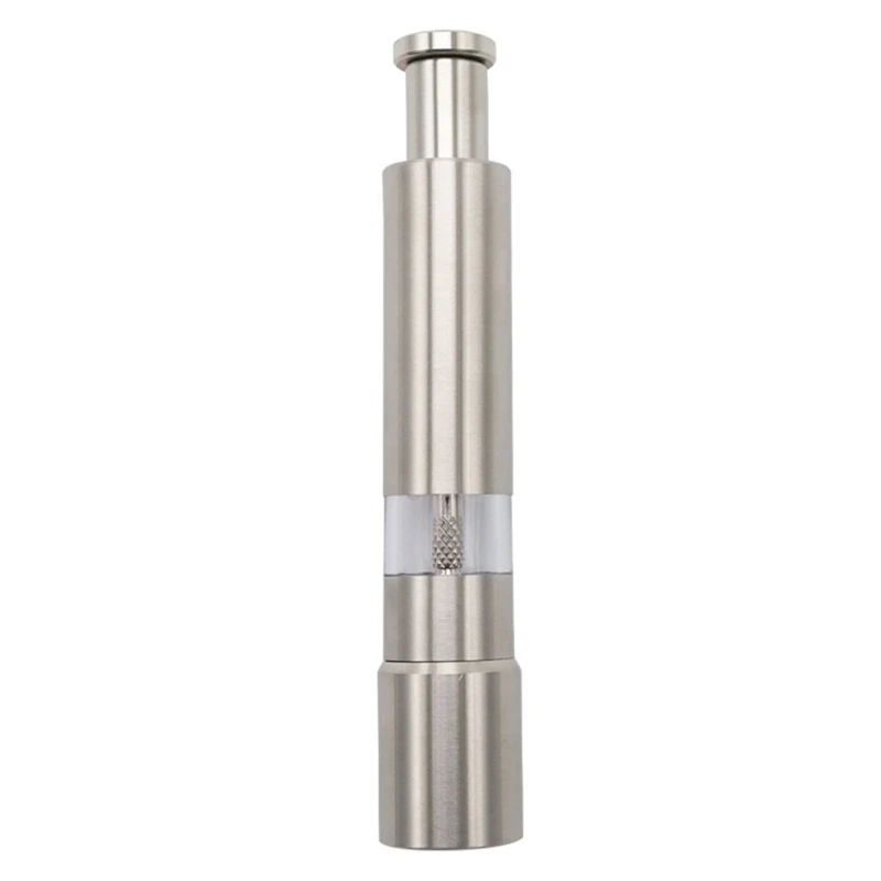 

Practical Thumb Push Button Pepper Grinder Stainless Steel Sea Salt Spices Mill Press Grinding Tool External Spring