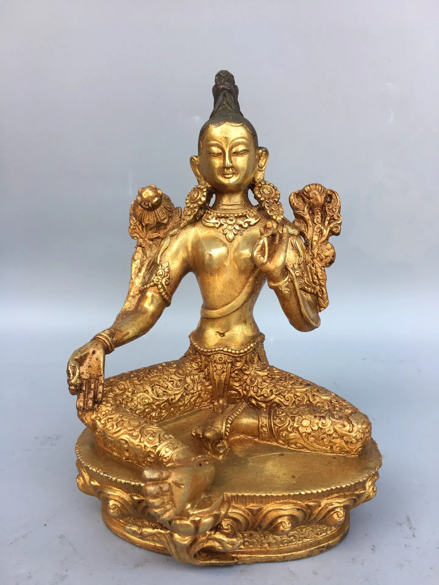 Коллекция тибетских храмов 7 дюймов старинная бронзовая позолоченная двадцать