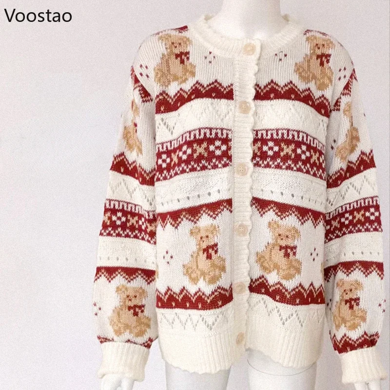 Винтажный вязаный кардиган в стиле Лолиты осенний женский жаккардовый свитер с