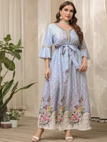 toleen women plus size large elegant party evening maxi dresses 2022 spring floral long oversize muslim turkey festival clothing