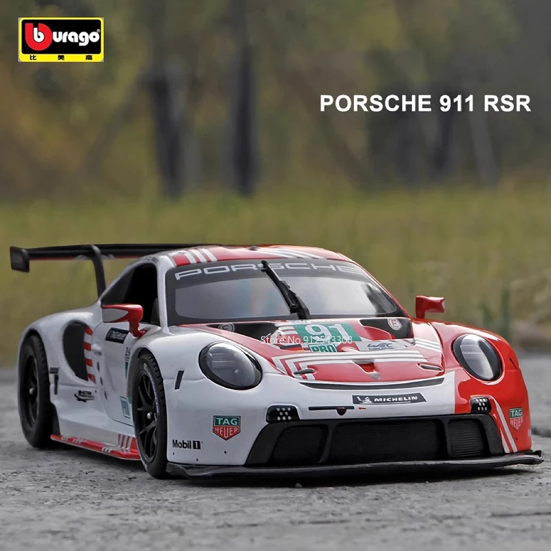 

Модель игрушечного автомобиля Porsche 1/24 RSR из сплава, модель литая на 2 двери, открытая Подлинная статическая модель автомобиля, игрушки для мальчиков, коллекция подарков на день рождения, 911