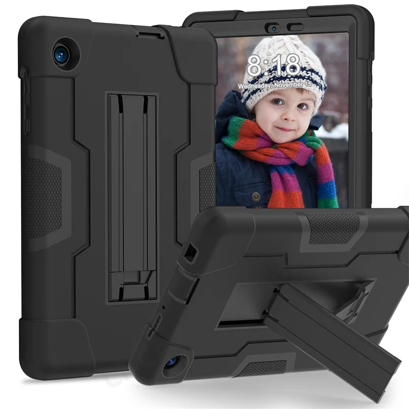 

3 Layers PC+Silicon Hybrid Shockproof Armor Cover For TCL Tab 8 LE 4G TKEE Mid Case Kids 8" Tablet PC Kickstand Protective Funda