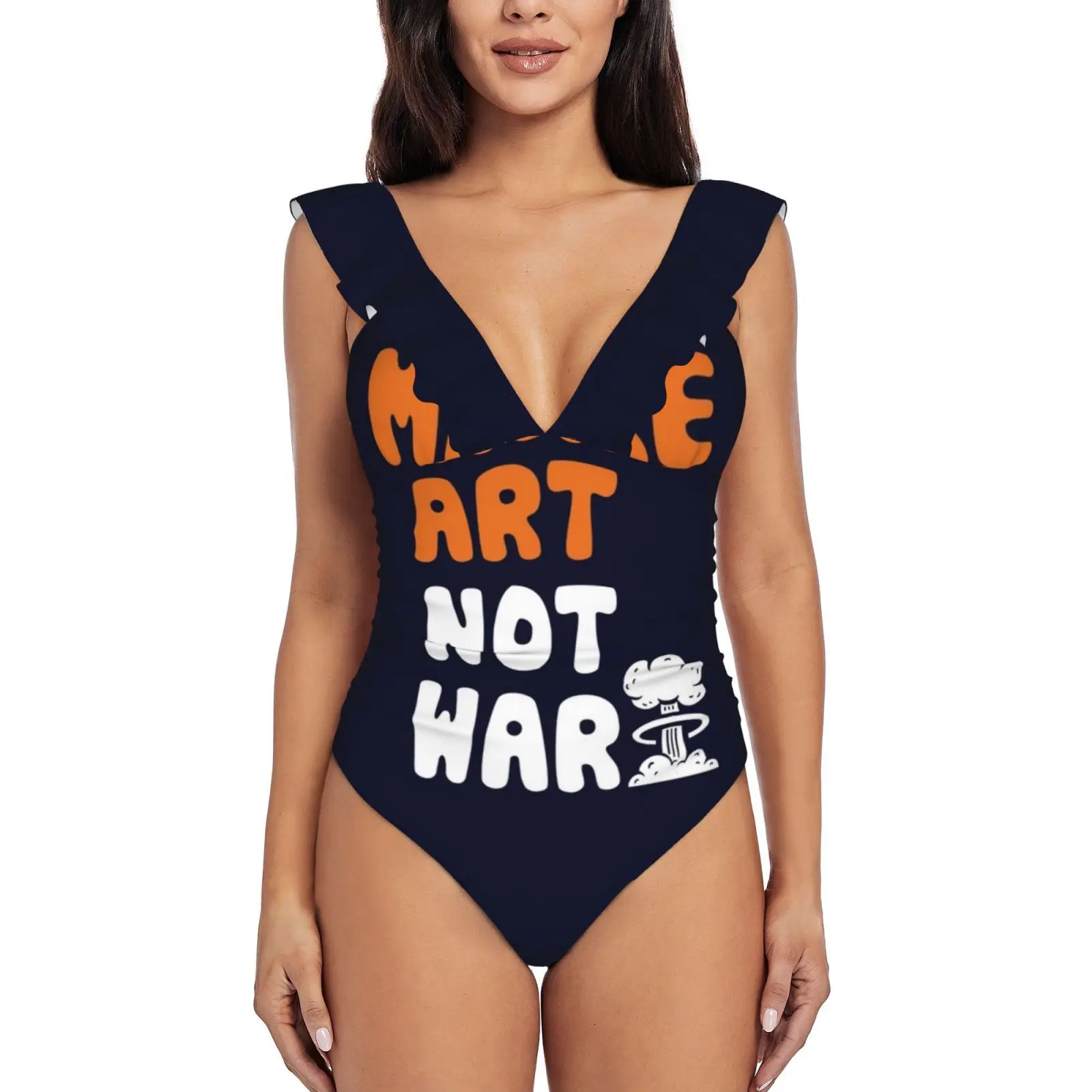 

Купальник Make Art Not War с глубоким V-образным вырезом и воланом