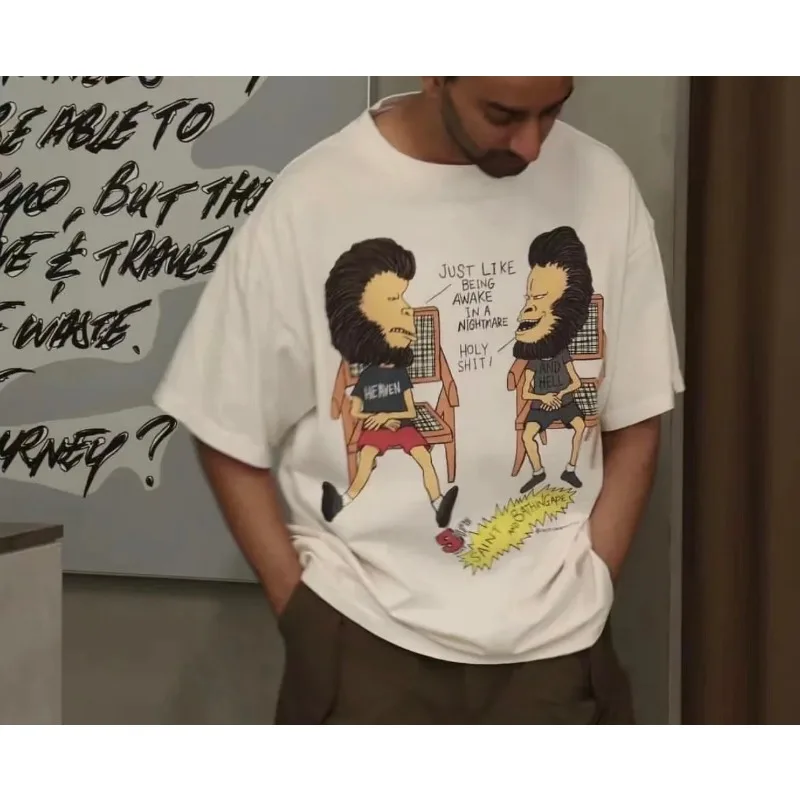 

White Saint Michael T Shirt Men Women 1:1 Best Quality Cartoon characters Print T-shirt Tops Tee