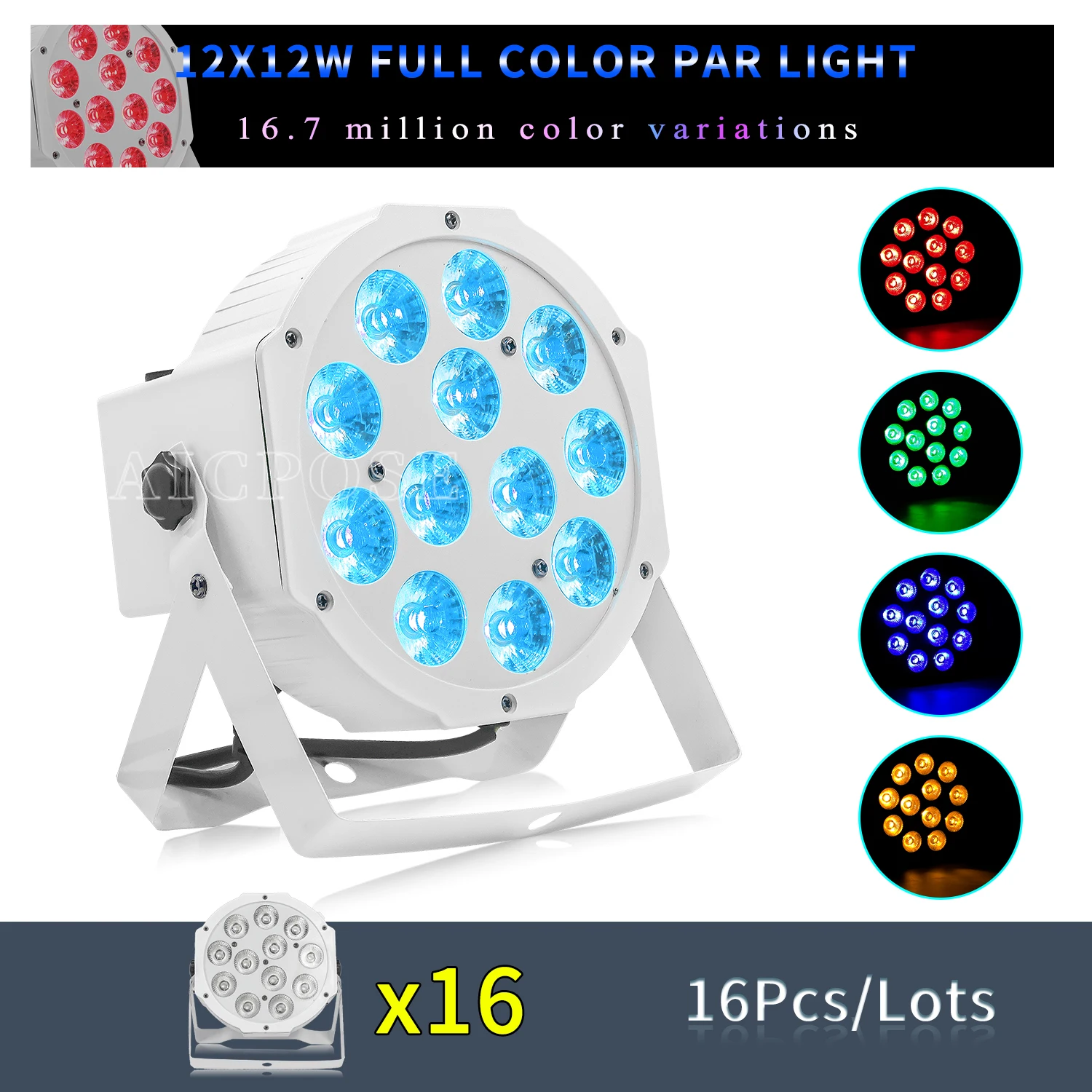 

16Pcs/lots Remote Control Par Light 12x12w RGBW 4 in 1 White Flat Par Light For Disco DJ Bar Party Wedding Stage Lighting
